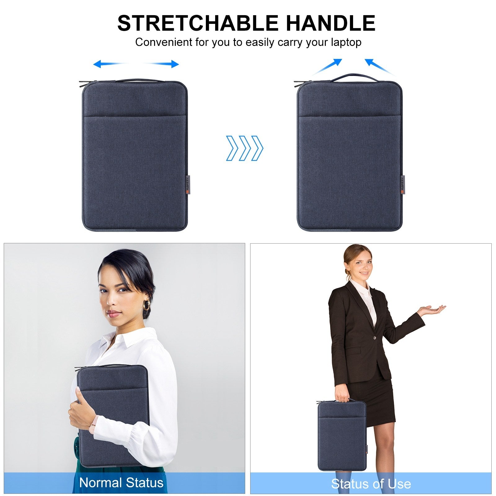 Haweel HWL7021 For 15-16.7 inch Macbook Pro 15 inch (2016) / (2018-2019)  /  16 inch (2022) Slim Carrying Case Shockproof Laptop Sleeve Bag with Handle - Blue