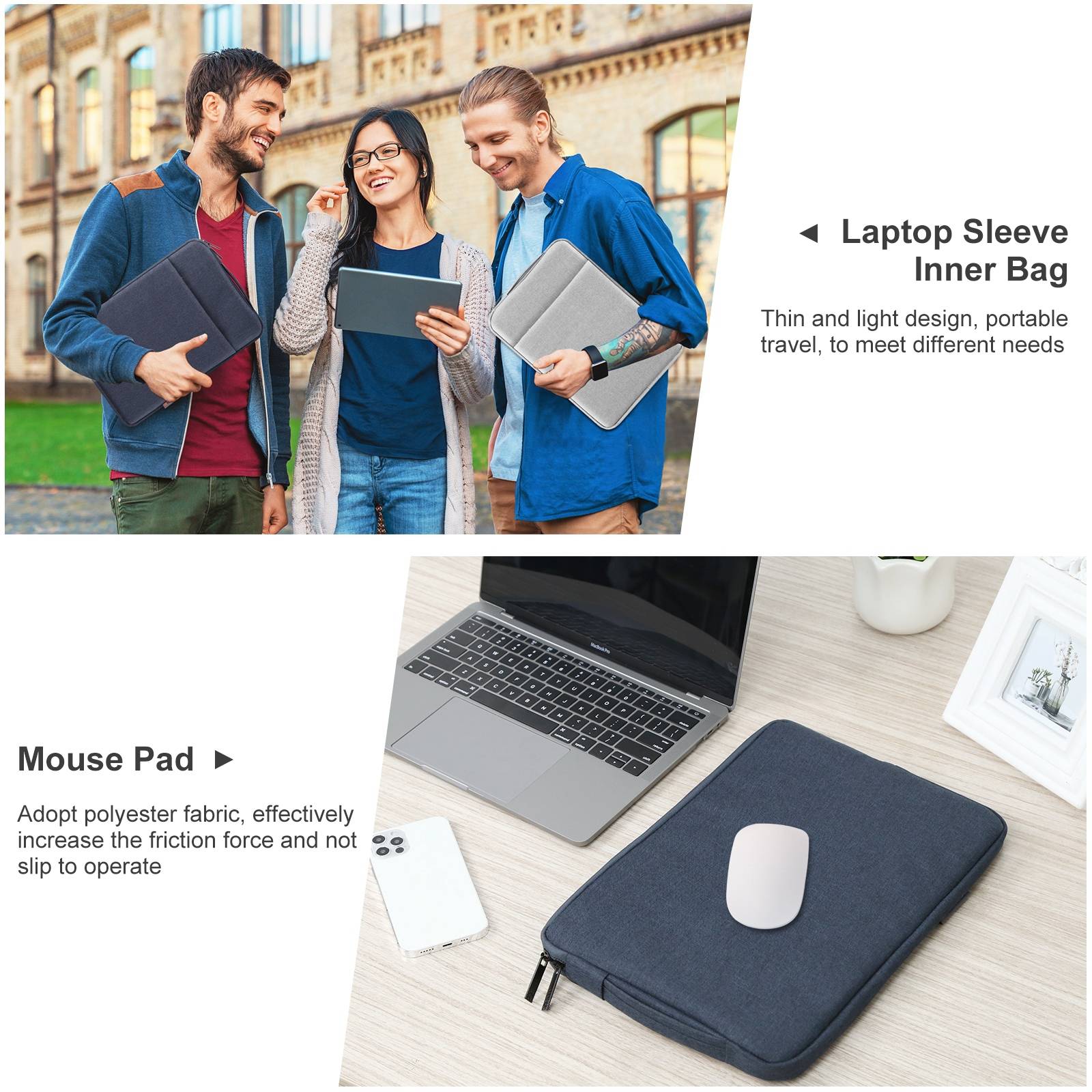 Haweel HWL7021 For 15-16.7 inch Macbook Pro 15 inch (2016) / (2018-2019)  /  16 inch (2022) Slim Carrying Case Shockproof Laptop Sleeve Bag with Handle - Blue