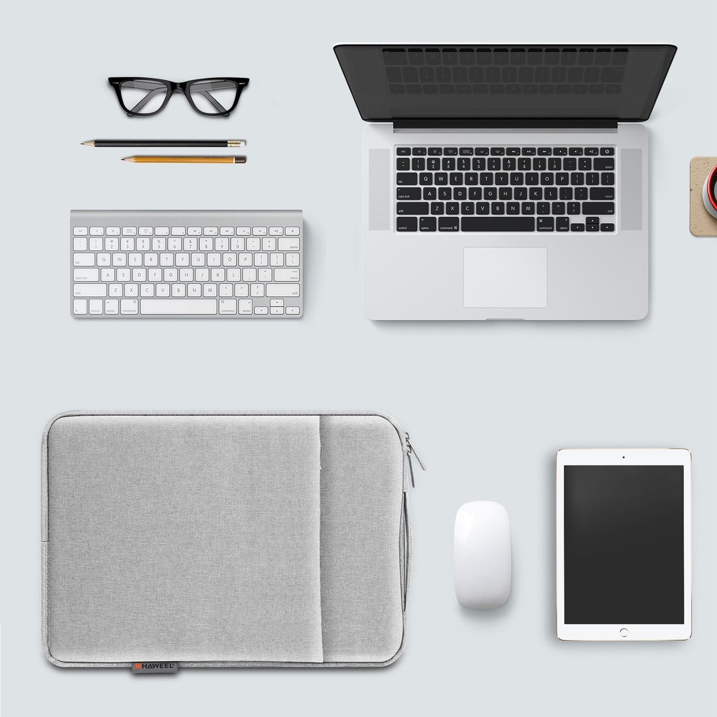 Haweel HWL7021 For 15-16.7 inch Macbook Pro 15 inch (2016) / (2018-2019)  /  16 inch (2022) Slim Carrying Case Shockproof Laptop Sleeve Bag with Handle - Grey