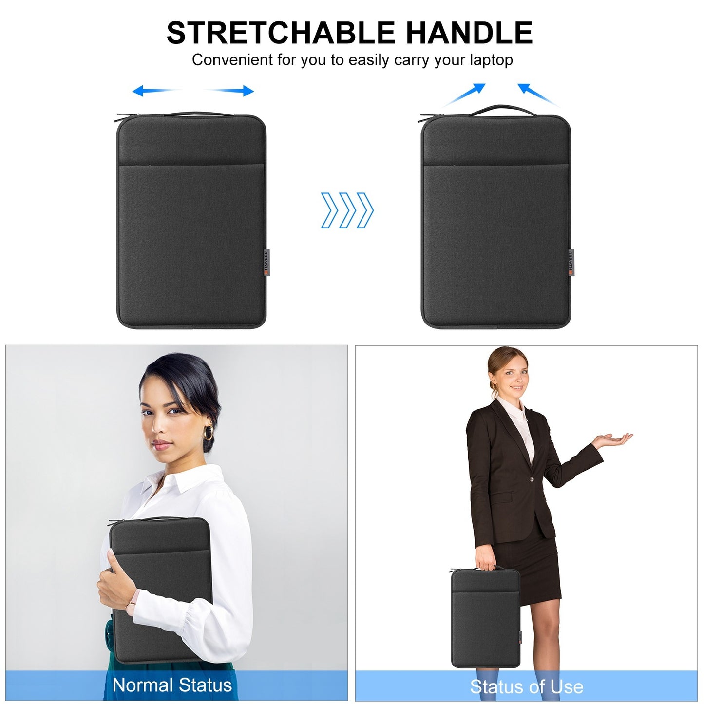 Haweel HWL7021 For 15-16.7 inch Macbook Pro 15 inch (2016) / (2018-2019)  /  16 inch (2022) Slim Carrying Case Shockproof Laptop Sleeve Bag with Handle - Black