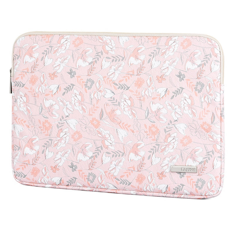 Canvasartisan G4-01 14-inch Notebook Splash Proof Protective Sleeve Flower and Leaves Print Laptop Portable Zipper Bag