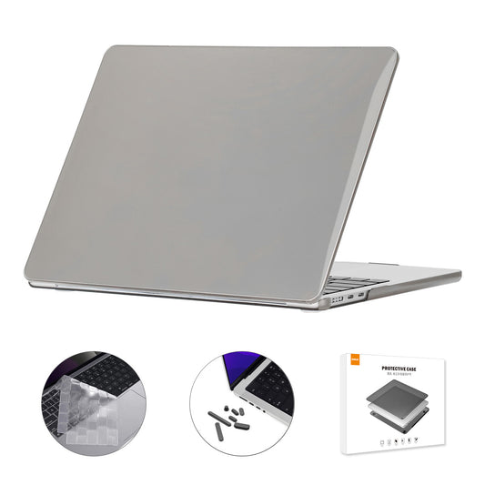 Crystal Laptop Cover for MacBook Air 13 inch (2022)(A2681)(US Version) Protective Case + Slim TPU Keyboard Film + Anti-dust Plugs - Grey