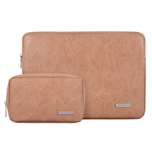 Canvasartisan  L38-T0311 PU Leather Carrying Case for 14 inch Portable Sleeve Bag Laptops Slim Case with Small Bag - Khaki