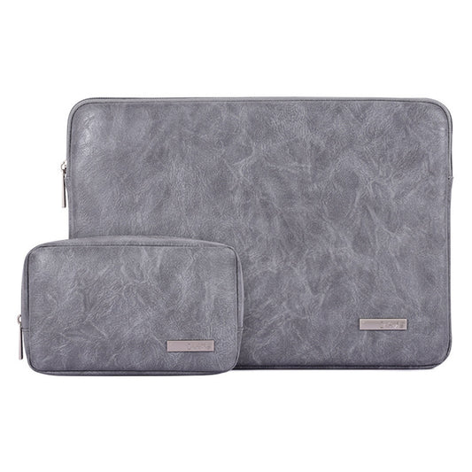 Canvasartisan  L38-T0311 PU Leather Sleeve Bag for 15 inch Portable Carrying Case with Small Bag Laptops Shockproof Protector - Grey