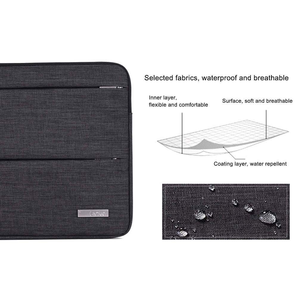 Canvasartisan L2-08 14-inch Laptop Tote Pouch Waterproof Notebook Zipper Sleeve Bag (with Handle) - Grey