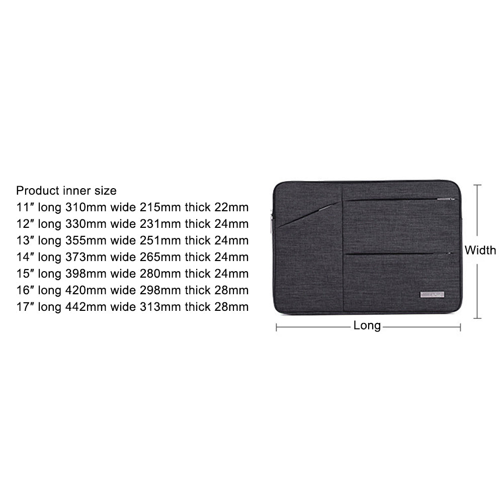 Canvasartisan L2-08 14-inch Laptop Tote Pouch Waterproof Notebook Zipper Sleeve Bag (with Handle) - Grey