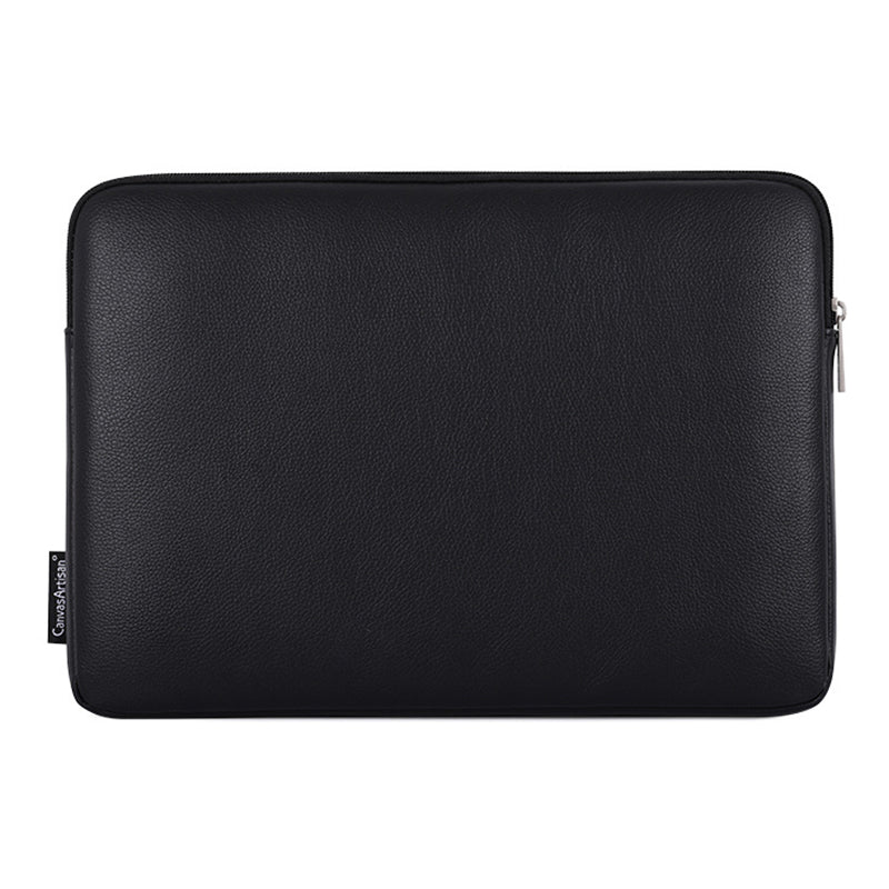 Canvasartisan G36-36 15-inch Laptop Portable Zipper Bag with Front Pocket PU Leather Black Spotted Notebook Protective Sleeve