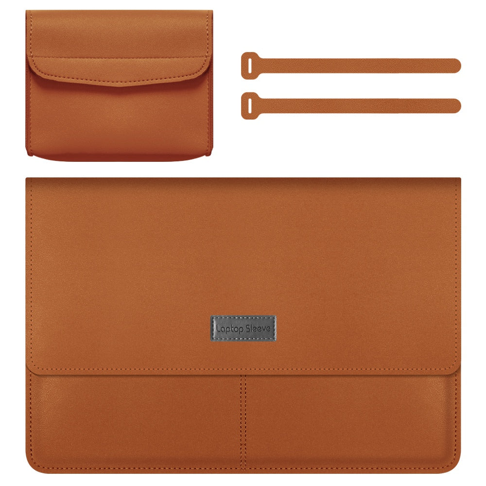11-12 Inch Laptop Storage Bag for MacBook Anti-scratch PU Leather Notebook Computer Sleeve Mouse Pad - Brown