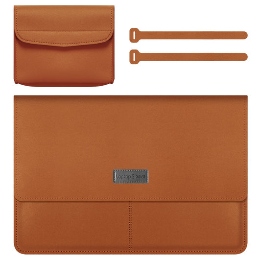 11-12 Inch Laptop Storage Bag for MacBook Anti-scratch PU Leather Notebook Computer Sleeve Mouse Pad - Brown