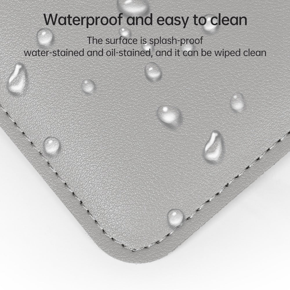 13-14 Inch Notebook Computer Sleeve for MacBook Waterproof PU Leather Mouse Pad Laptop Storage Pouch for Home Office - Grey