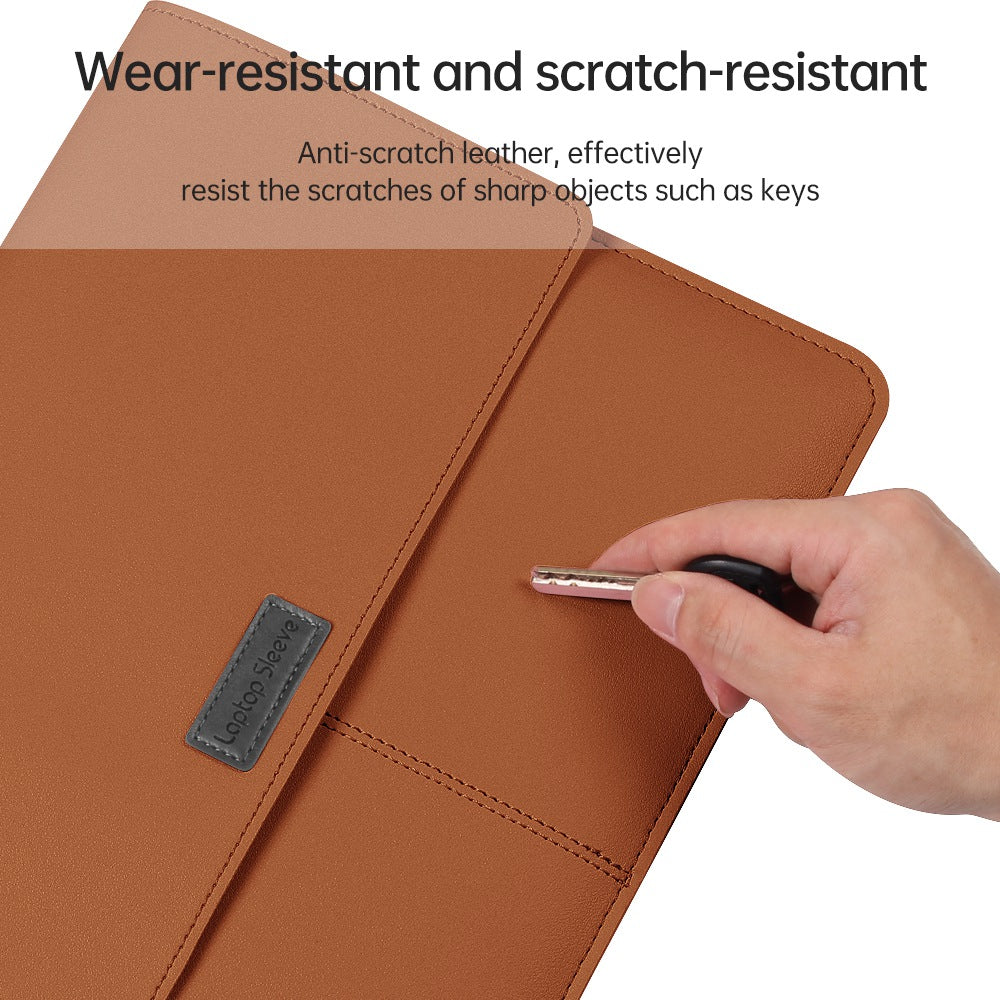 13-14 Inch Notebook Computer Sleeve for MacBook Waterproof PU Leather Mouse Pad Laptop Storage Pouch for Home Office - Pink