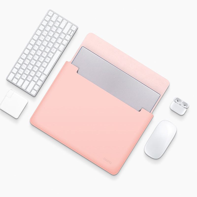 Uniqkart for 15 / 15.6-inch Laptop Protective Case Waterproof PU Leather Notebook Sleeve Carrying Bag - Pink