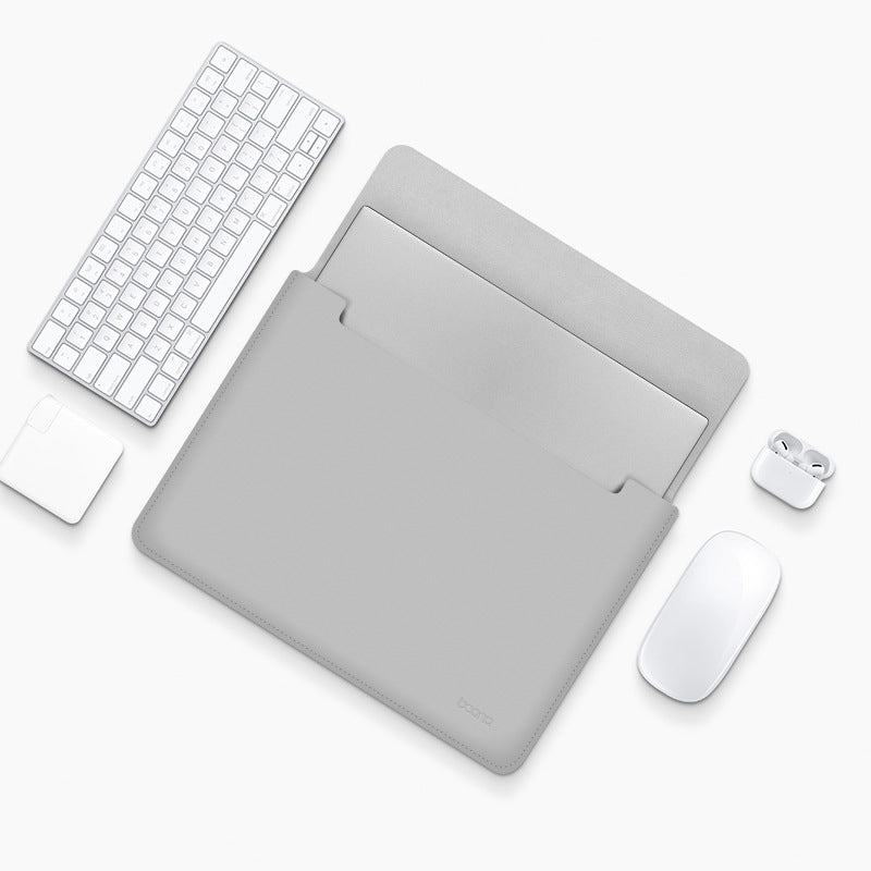 Uniqkart for 15 / 15.6-inch Laptop Protective Case Waterproof PU Leather Notebook Sleeve Carrying Bag - Grey