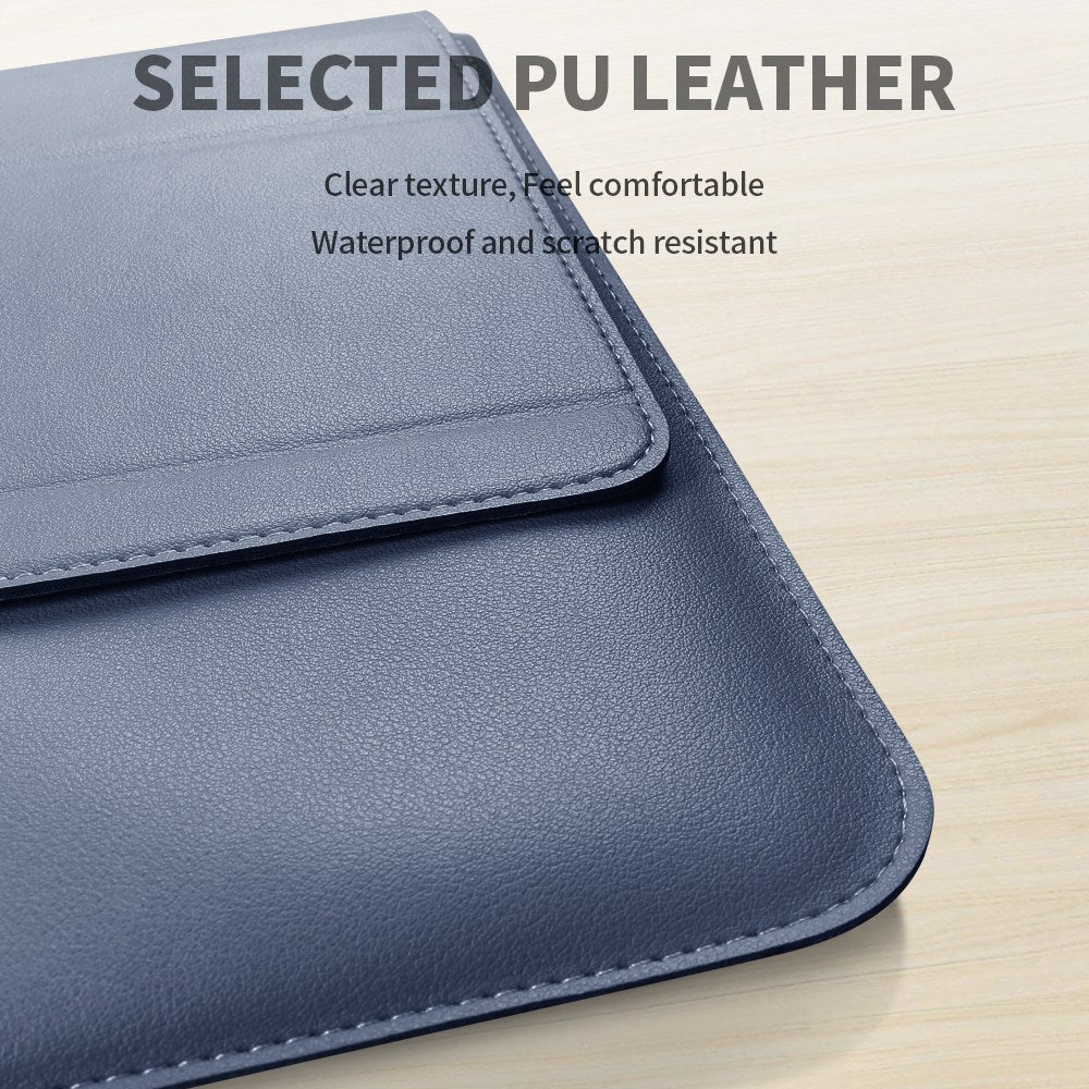 Anti-Drop PU Leather Sleeve Bag for 11 / 12-inch Laptops Shockproof Carry Case Portable Storage Bag with Stand - Grey