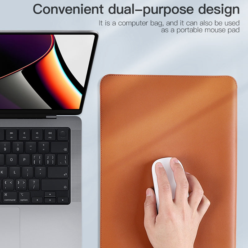 SS07 Laptop Sleeve for 13 inch Notebook, Cowhide Leather Waterproof Cover Horizontal Style Notebook Computer Case - Black