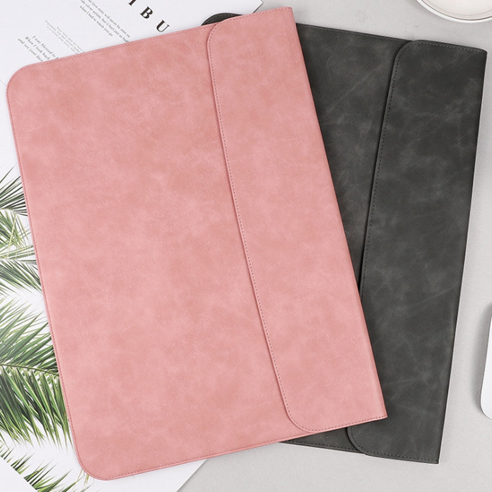 SS13 12 Inch Laptop Sleeve Ultra-thin PU Leather Notebook PC Pouch Mouse Pad for Home and Office - Black