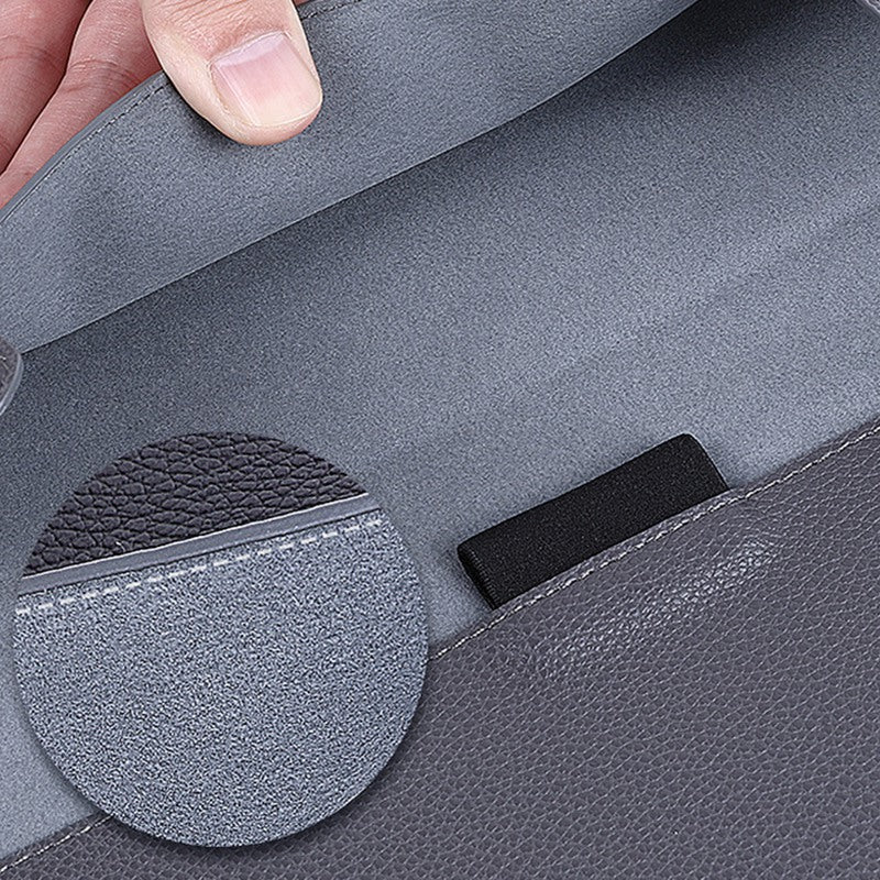 SS-29 Laptop Sleeve Case for 12-14 inch Notebook, Adjustable Stand Waterproof Ultrafiber Leather Sleeve Bag Vertical Computer Protective Carrying Case - Dark Grey