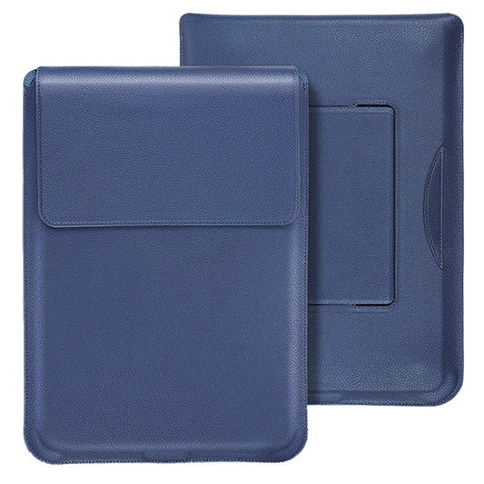 SS-29 Laptop Sleeve for 15-16 inch Notebook, Ultrafiber Leather Waterproof Sleeve Bag Vertical Computer Storage Bag with Stand - Dark Blue