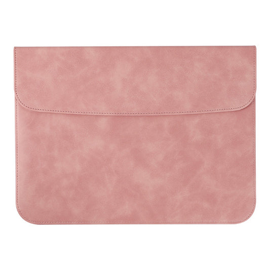SS13 15.4 Inch Laptop Case Sleeve Waterproof PU Leather Mouse Pad Notebook Computer Pouch Mouse Mat Thin Bag - Pink