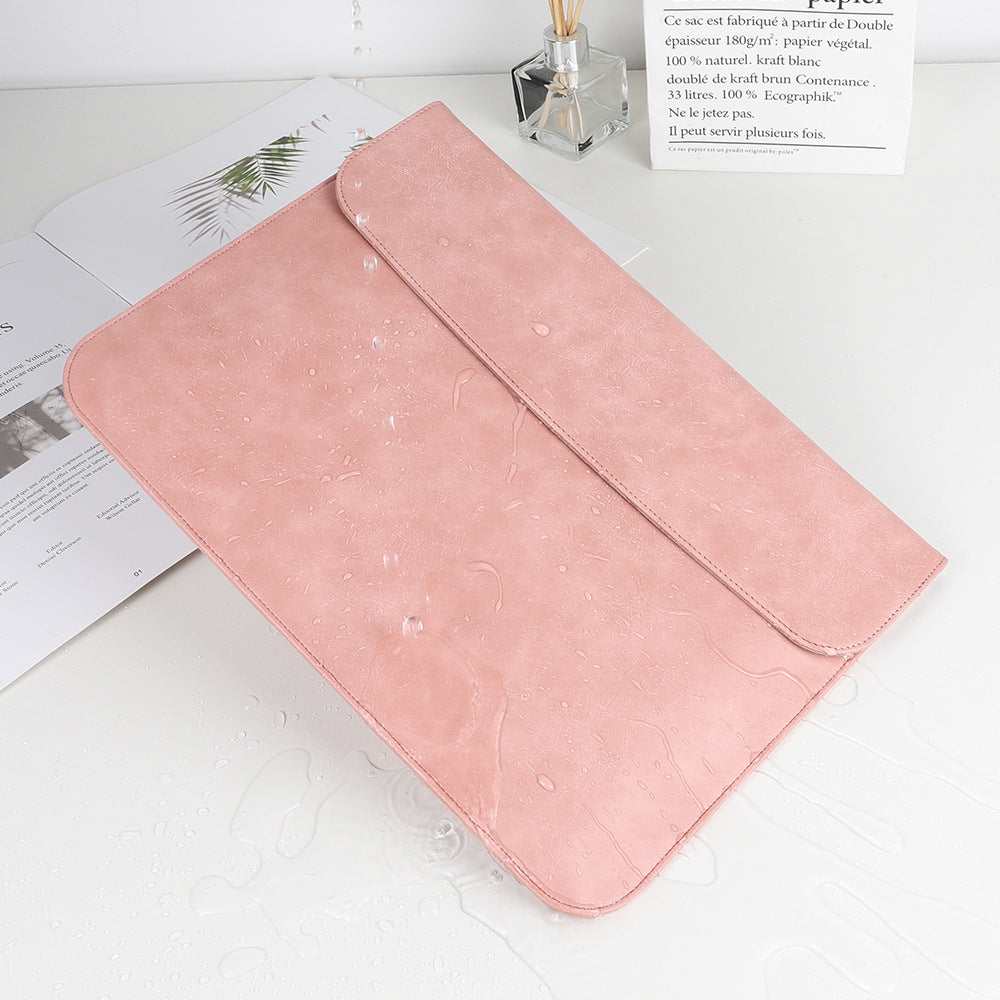 SS13 15.4 Inch Laptop Case Sleeve Waterproof PU Leather Mouse Pad Notebook Computer Pouch Mouse Mat Thin Bag - Black