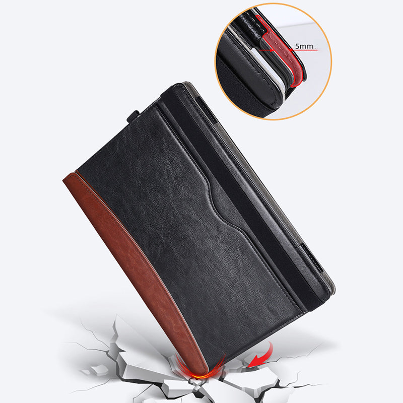 SS-26 Laptop Case Cover for Microsoft Surface Laptop 1 / 2 / 3 / 4 13.5 inch, PU Leather Stand Notebook Sleeve Skin Pouch - Leather Splicing / Black+Brown