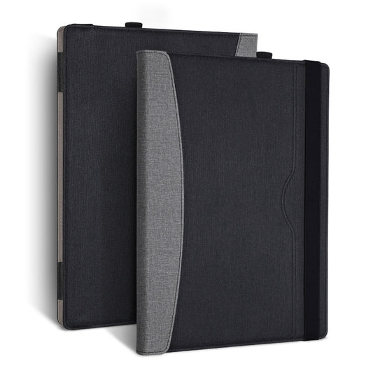 SS-26 Laptop Case Cover for Microsoft Surface Laptop 1 / 2 / 3 / 4 13.5 inch, PU Leather Stand Notebook Sleeve Skin Pouch - Cloth Texture Splicing / Grey