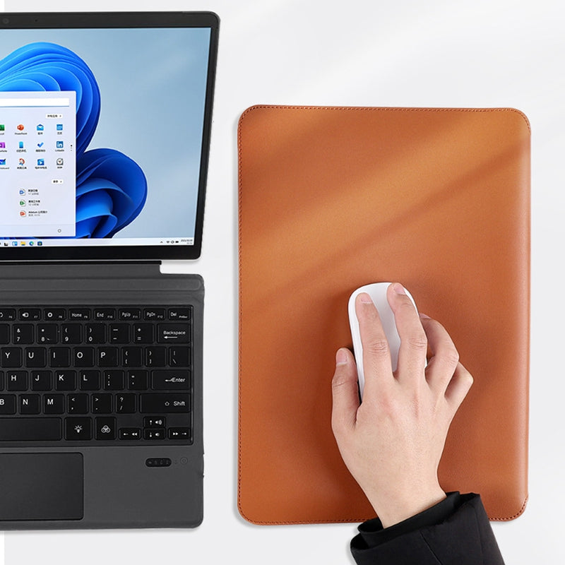 SS07 Laptop Sleeve for Microsoft Surface Go 1 / 2 / 3, Cowhide Leather Case Water Resistant Notebook Computer Carrying Bag - Black