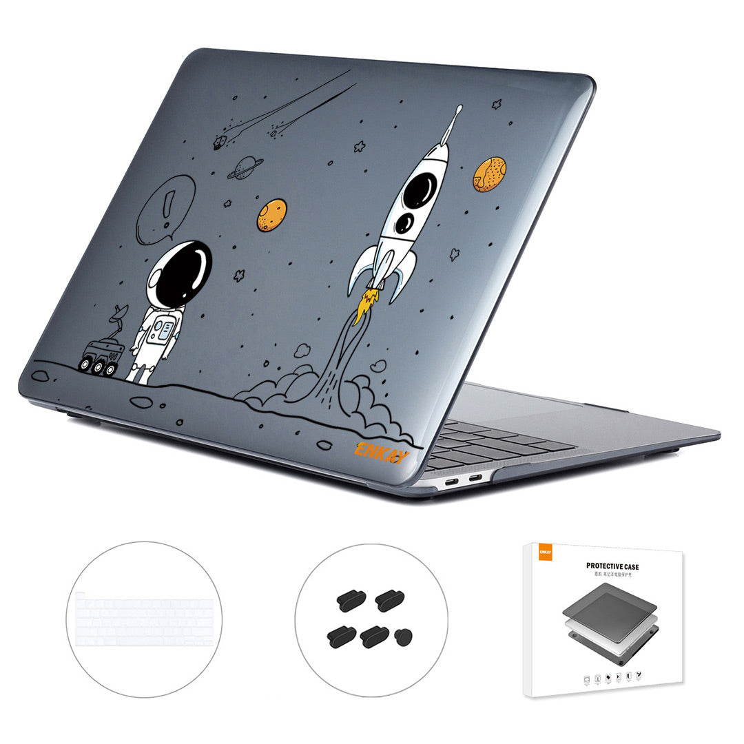 For MacBook Pro 13 inch (2020) A2251 / A2289 / A2338 (US Version) Protective Cover Astronaut Pattern Anti-Scratch Laptop Case with TPU Keyboard Film + Dust-Proof Plugs - Astronaut No.1