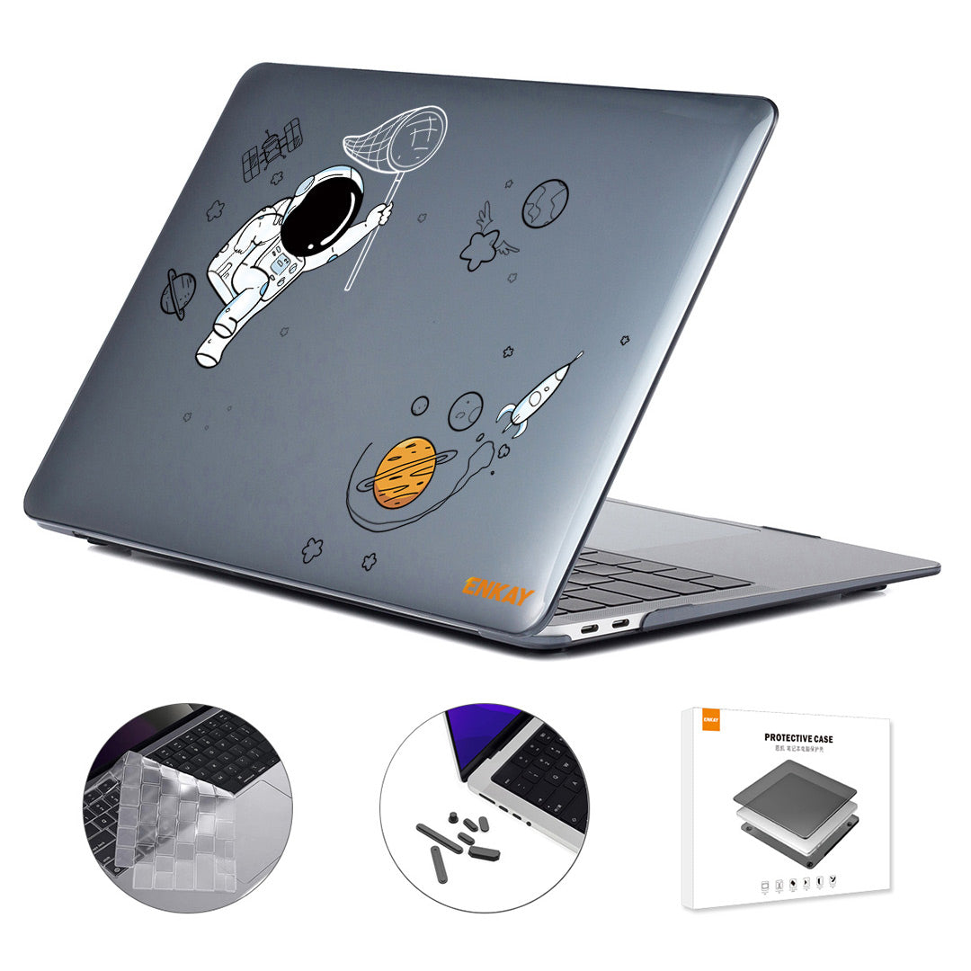 Shockproof Case for MacBook Pro 14 inch (2021) A2442 (US Version) Astronaut Pattern Anti-Drop Laptop Case with TPU Keyboard Cover + Dust-Proof Plugs - Astronaut No.2