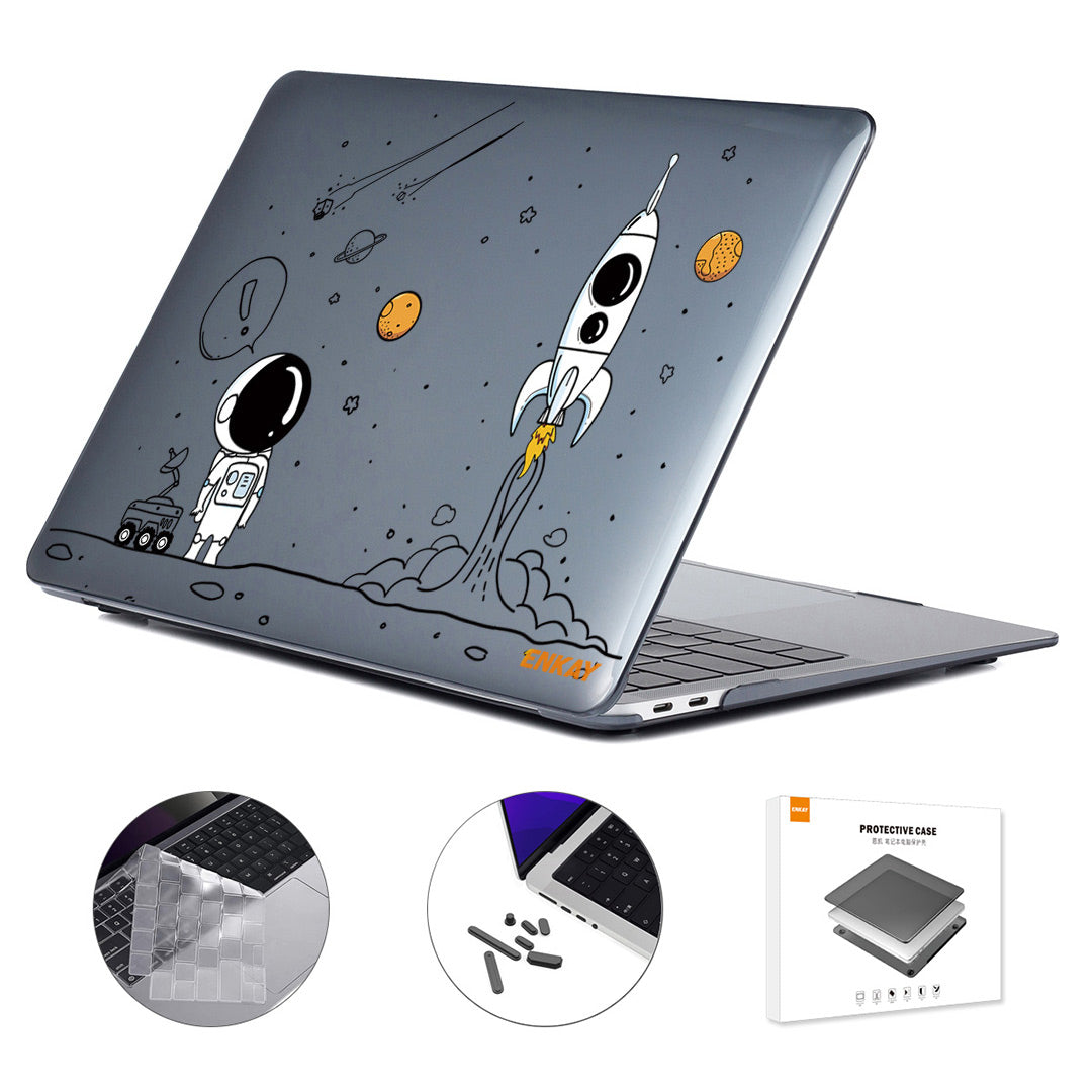 Shockproof Case for MacBook Pro 14 inch (2021) A2442 (US Version) Astronaut Pattern Anti-Drop Laptop Case with TPU Keyboard Cover + Dust-Proof Plugs - Astronaut No.1