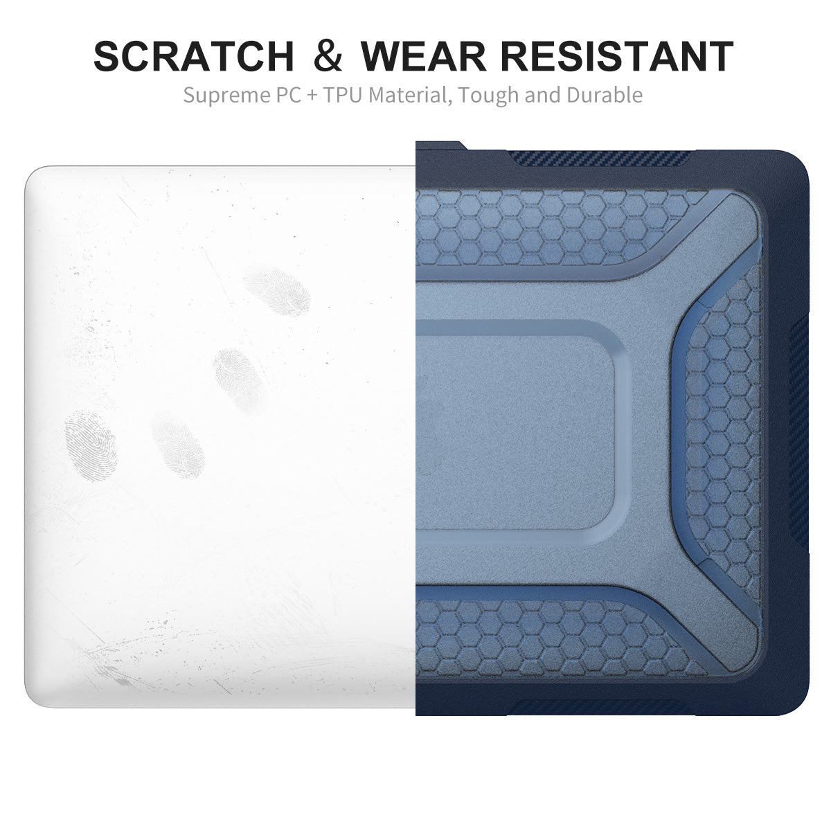 Shockproof Slim Case for MacBook Air 13 inch (2018) A1932 (EU Version) Anti-Scratch Laptop Case Kickstand Protective Cover with TPU Keyboard Film + Dust-Proof Plugs - Blue