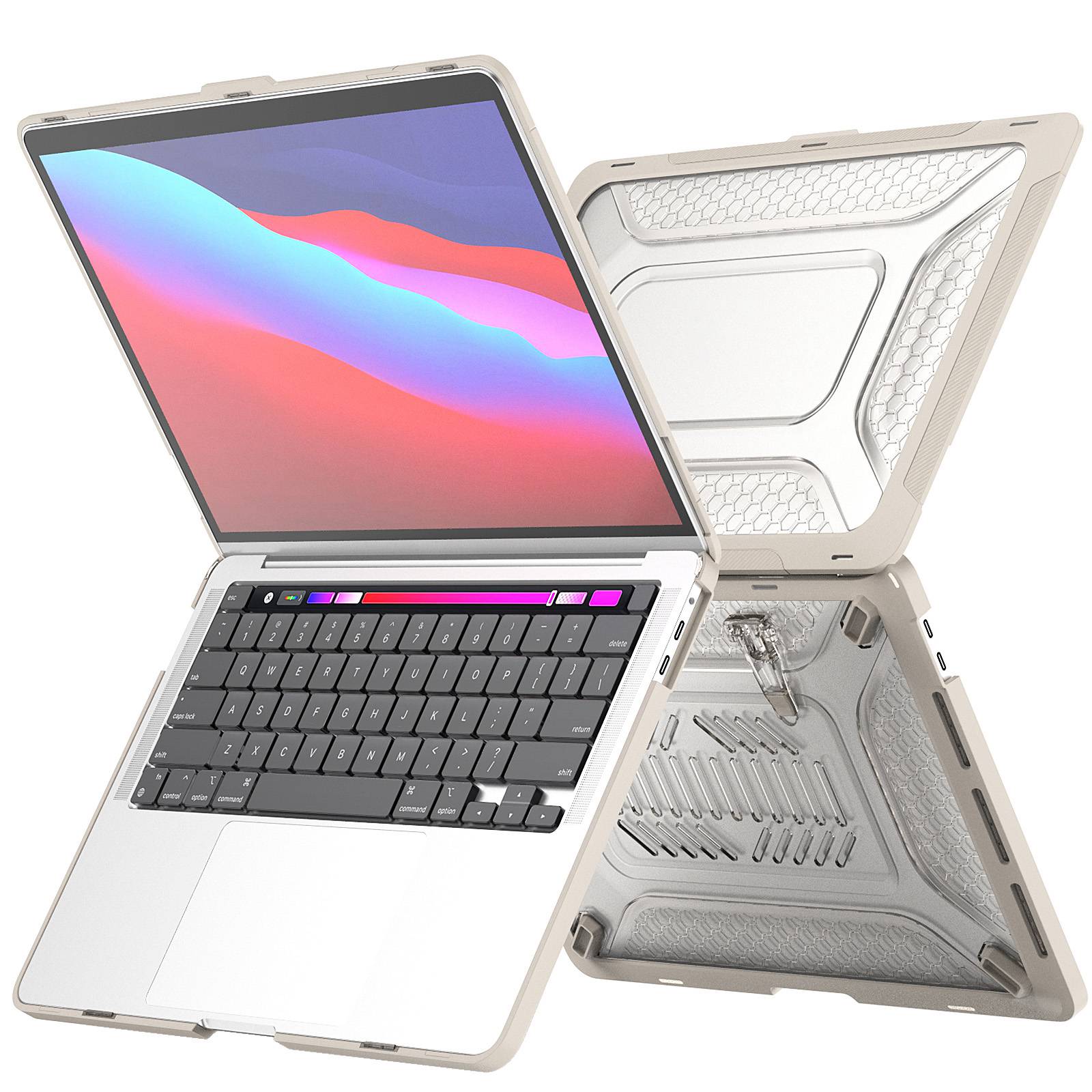 Protective Case for MacBook Pro 13 inch (2016) A1706  /  (2018) A1989  /  (2019) A2159 (US Version) Laptop Kickstand Cover with TPU Keyboard Film + Dust-Proof Plugs - Black