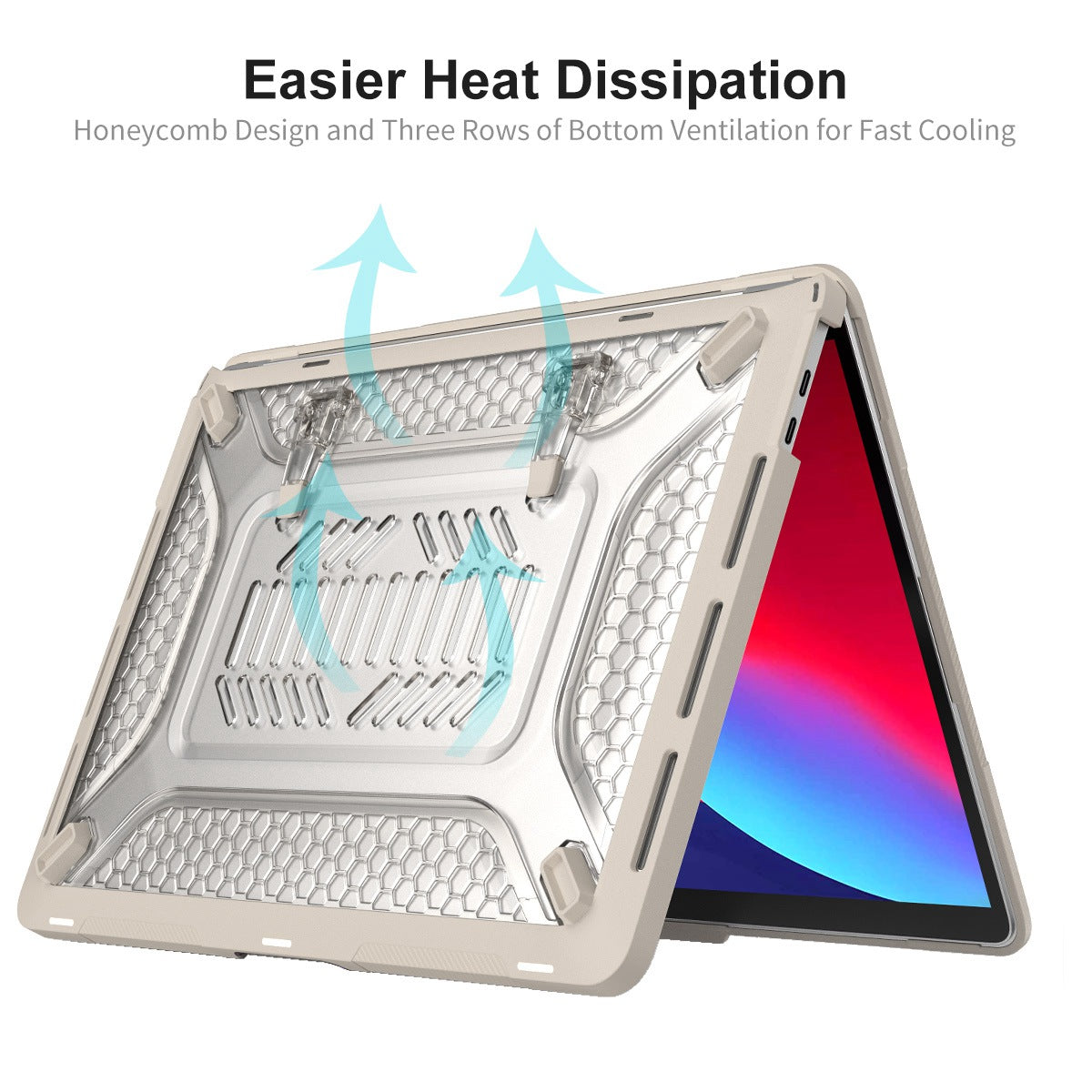 for MacBook Pro 13 inch (2016) A1706 / (2018) A1989 / (2019) A2159 (EU Version) Kickstand Case Hard PC Heat Dissipation Cover with TPU Keyboard Film + Dust-Proof Plugs - Grey