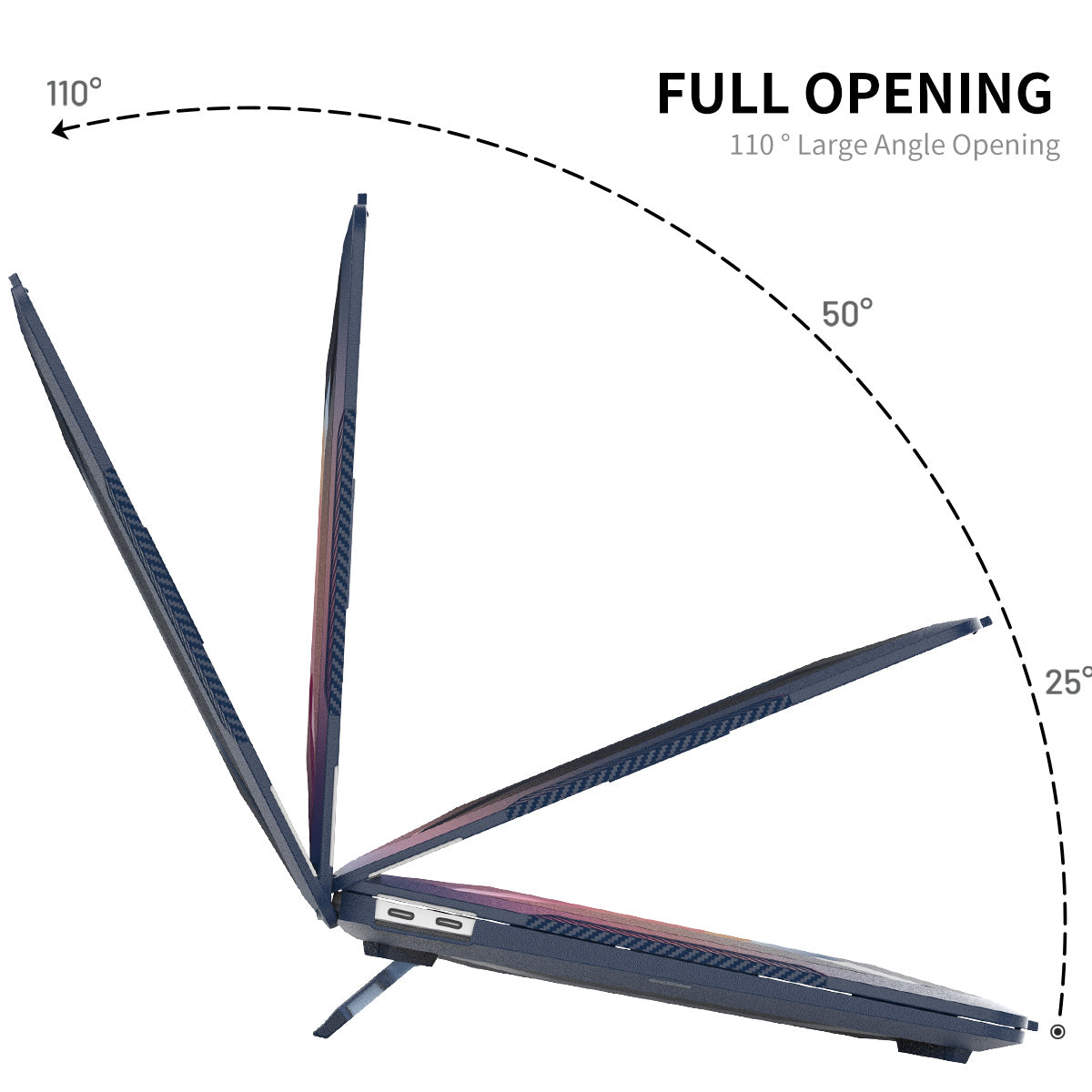 for MacBook Pro 13 inch (2020) A2251 / A2289 / A2338 (US Version) Fold Kickstand Heat Dissipation Case Hard PC Cover with Clear TPU Keyboard Film + Anti-Dust Plugs - Grey