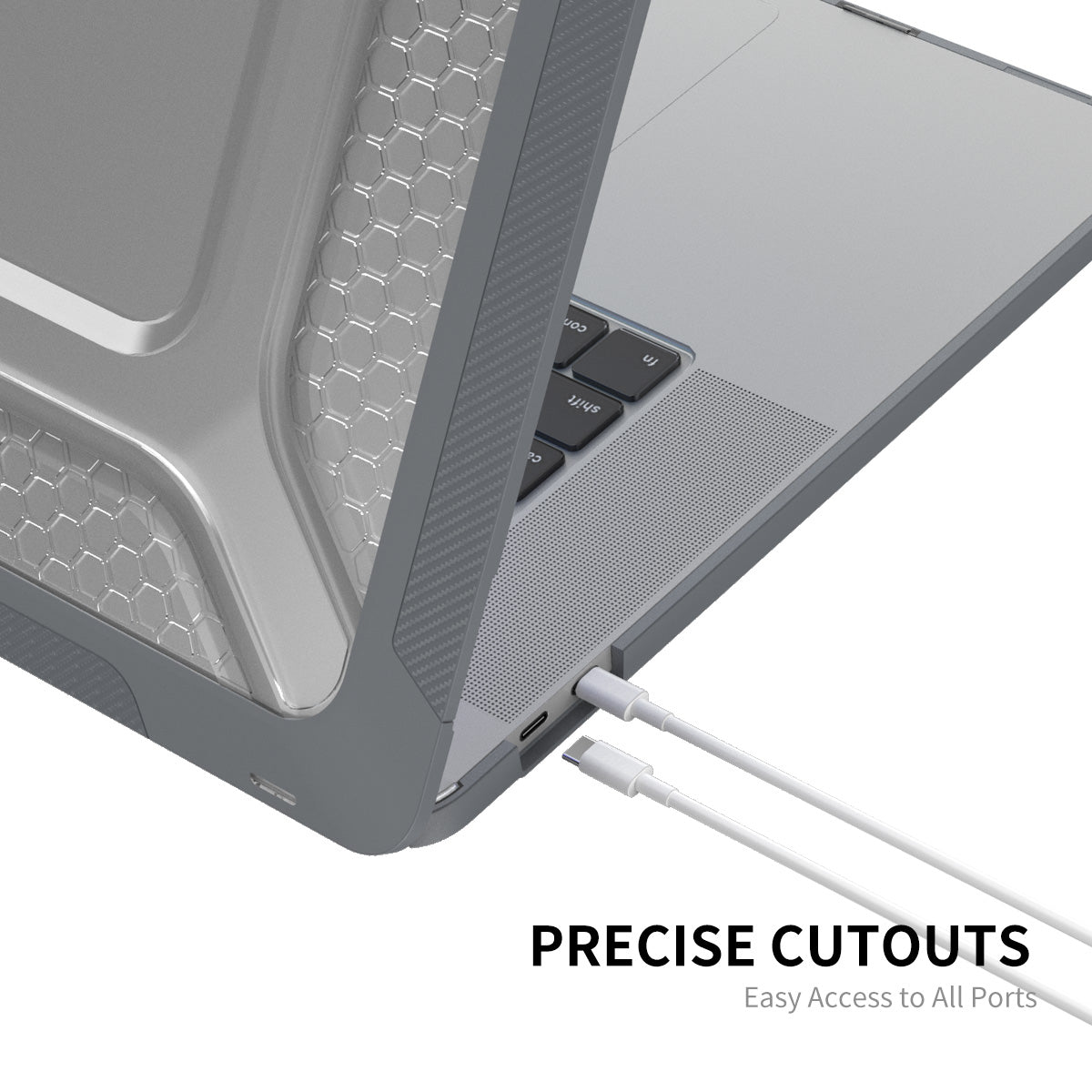 for MacBook Pro 16 inch (2019) A2141 (EU Version) Hard PC Shock-Absorbing Cover Kickstand Protective Laptop Case Shell with TPU Keyboard Film + Anti-Dust Plugs - Khaki