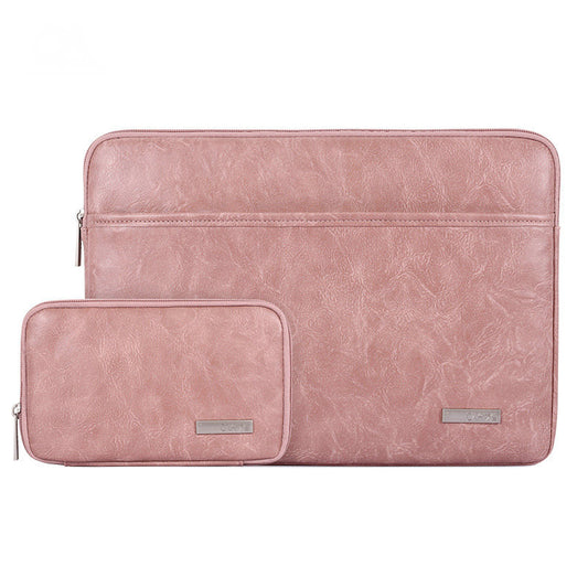 Canvasartisan L38-T0621 14-Inch Notebook Computer Bag Laptop Protection Sleeve Super Thin PU Leather Carrying Handbag with Small Pouch - Pink