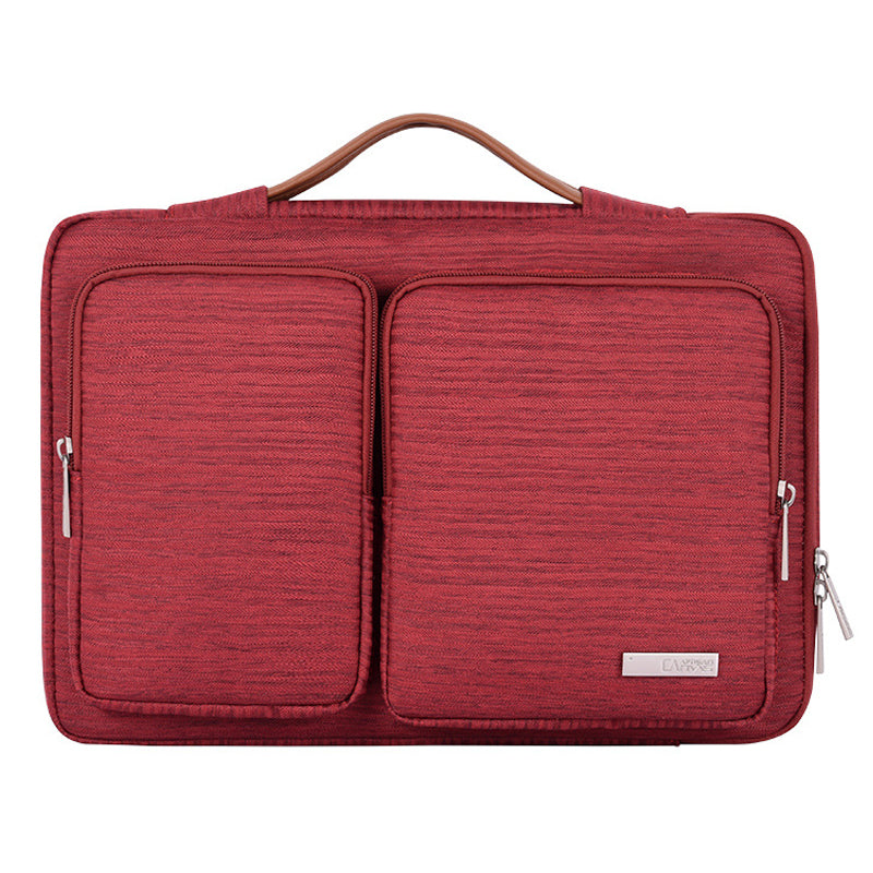 Portable Sleeve Bag Splashproof Laptops Slim Case with 2 Pouches / Handle Strap for 15 inch Notebook Shockproof Carrying Case - Red