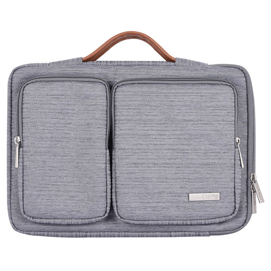 Portable Sleeve Bag Splashproof Laptops Slim Case with 2 Pouches / Handle Strap for 15 inch Notebook Shockproof Carrying Case - Grey