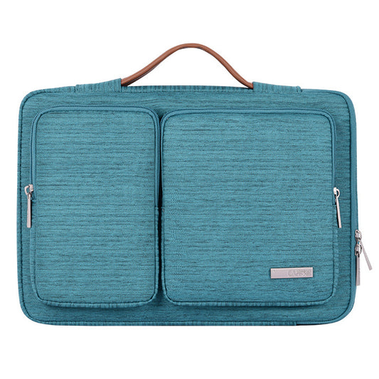 Portable Sleeve Bag Splashproof Laptops Slim Case with 2 Pouches / Handle Strap for 15 inch Notebook Shockproof Carrying Case - Light Green