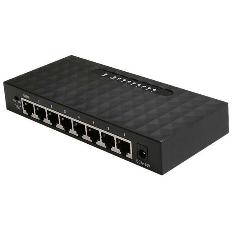 8-Port Gigabit Ethernet Switch Home Network Hub, Office Ethernet Splitter, Plug-and-Play, Desktop Silent Gigabit Switch - US Plug