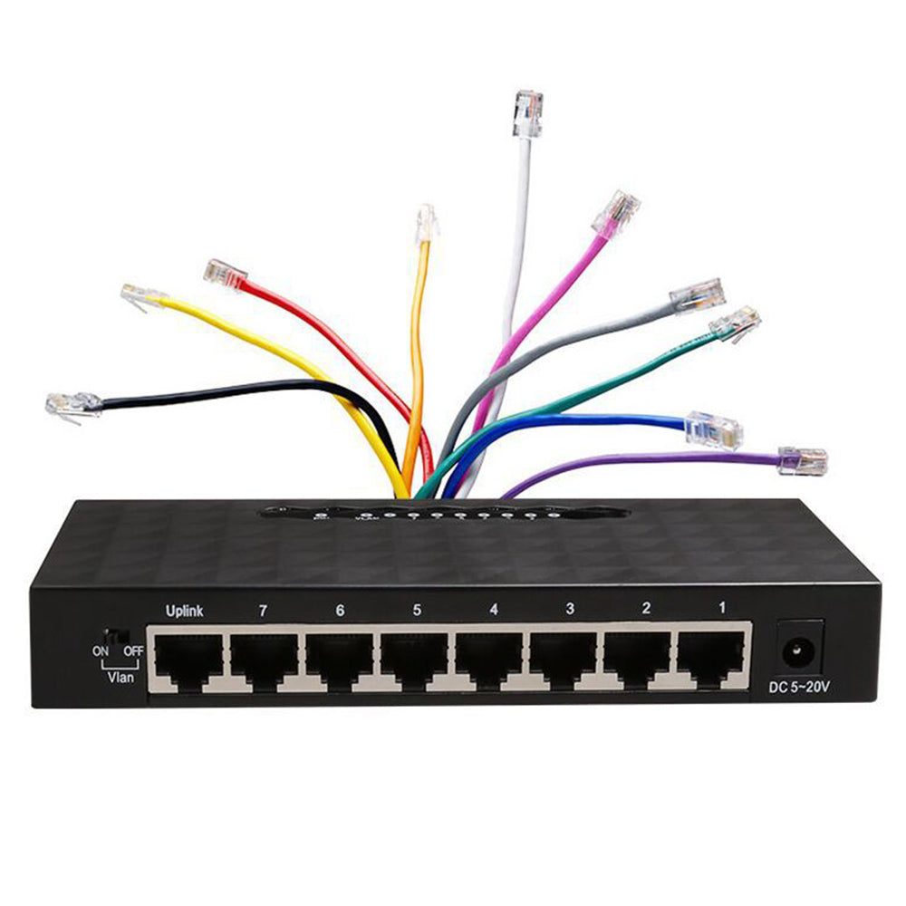 8-Port Gigabit Ethernet Switch Home Network Hub, Office Ethernet Splitter, Plug-and-Play, Desktop Silent Gigabit Switch - US Plug