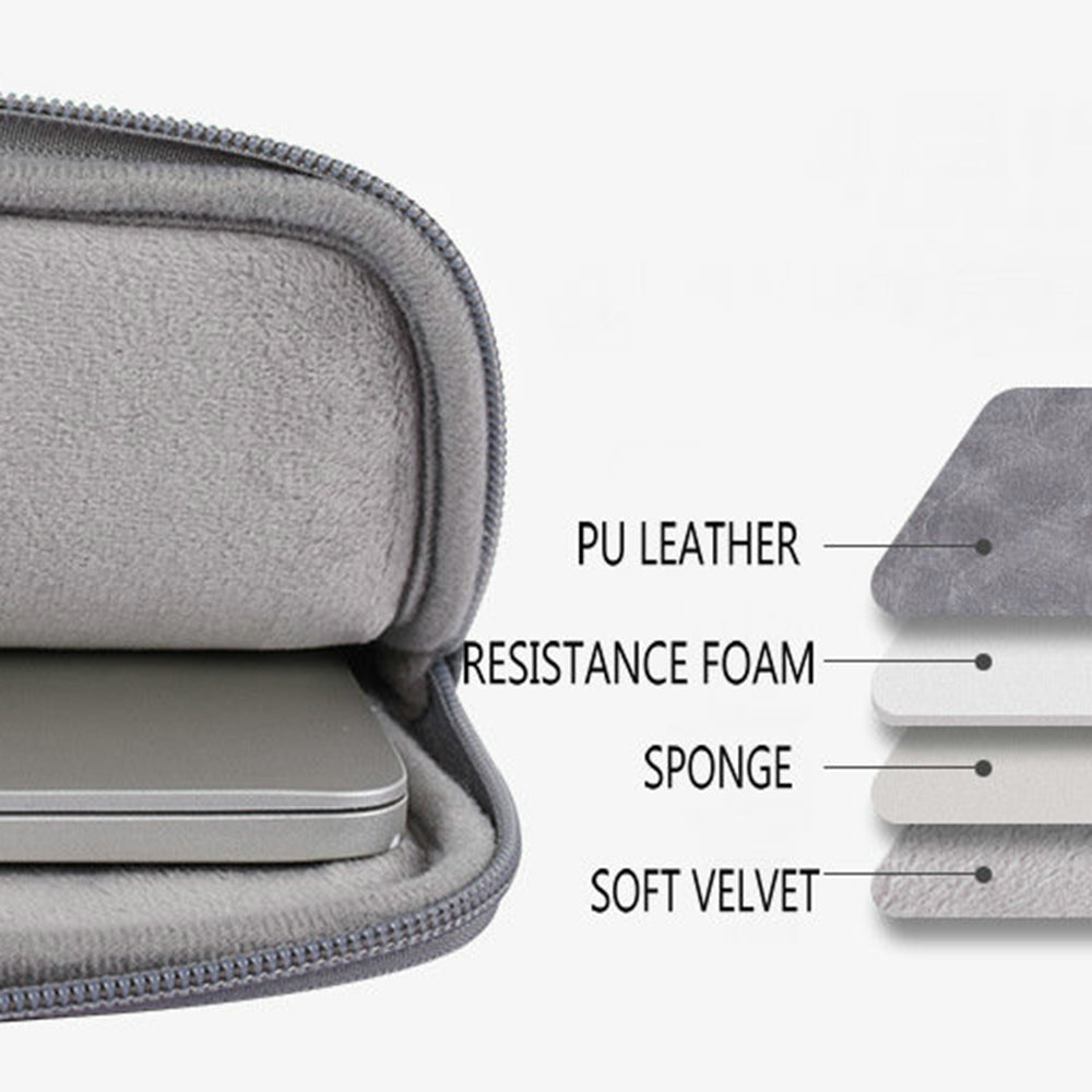 Canvasartisan  L38-06 Portable Sleeve Bag for 13 inch Laptop PU Leather Carrying Case Anti-Scratch Notebook Slim Bag - Khaki