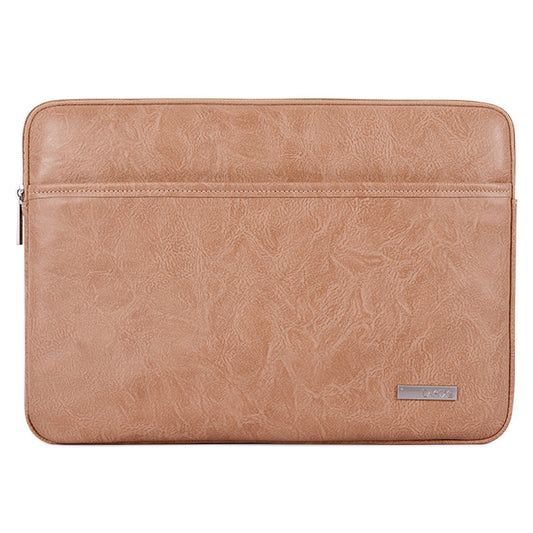 Canvasartisan  L38-06 Portable Carrying Case for 14 inch Notebook PU Leather Sleeve Bag Anti-Drop Laptop Slim Bag - Khaki