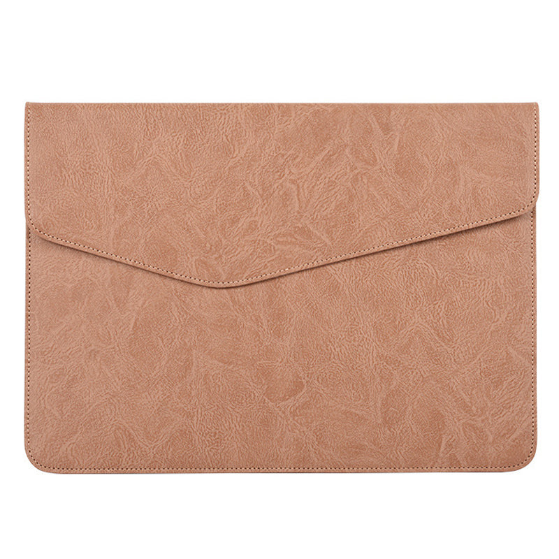 Canvasartisan EL38-03 Shockproof Case for 14 inch Laptops Envelope Carrying Bag Portable PU Leather Bag - Khaki