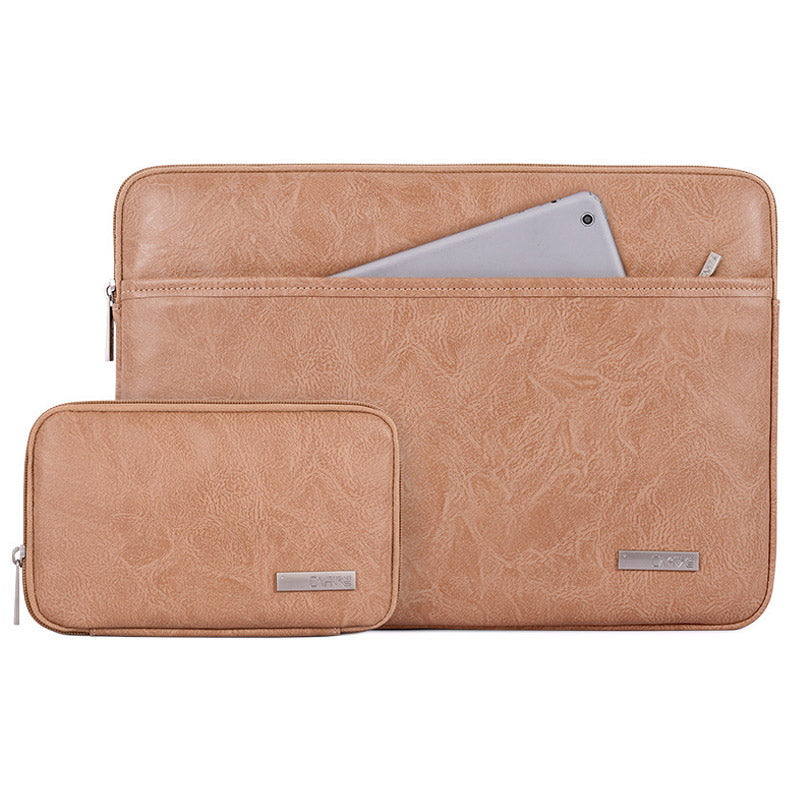 Canvasartisan L38-T0621 11-Inch PU Leather Ultra-slim Notebook Computer Bag Shockproof Laptop Protection Sleeve with Small Pouch - Pink