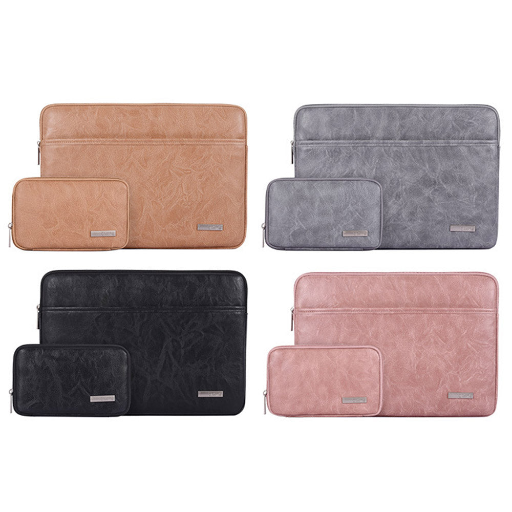 Canvasartisan L38-T0621 11-Inch PU Leather Ultra-slim Notebook Computer Bag Shockproof Laptop Protection Sleeve with Small Pouch - Pink