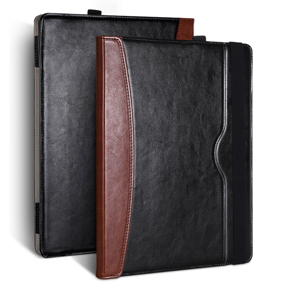 for Microsoft Surface Laptop 1 / 2 / 3 / 4 13.5-inch PU Leather Case Magnetic Closure Carrying Bag Anti-Scratch Portable Laptop Protector with Pen Holder - Black  /  Brown