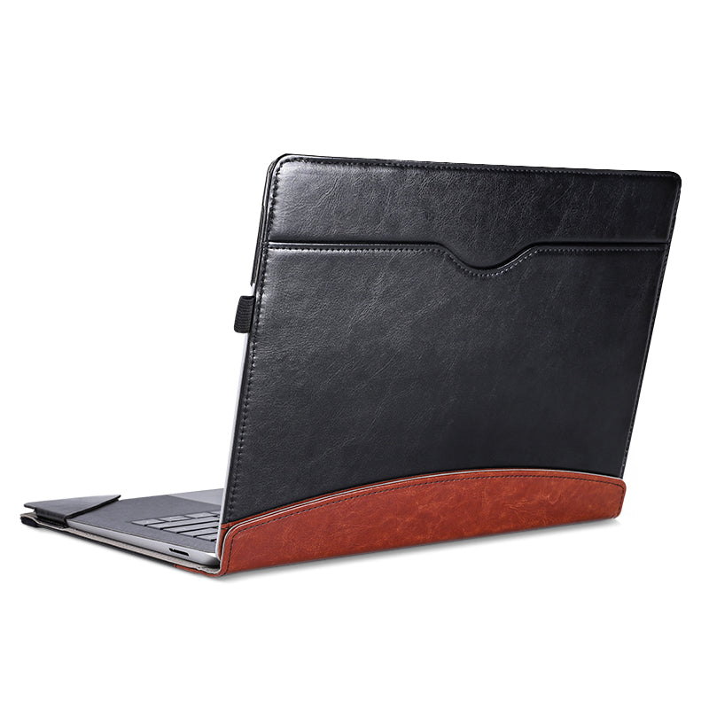 for Microsoft Surface Laptop 1 / 2 / 3 / 4 13.5-inch PU Leather Case Magnetic Closure Carrying Bag Anti-Scratch Portable Laptop Protector with Pen Holder - Black  /  Brown