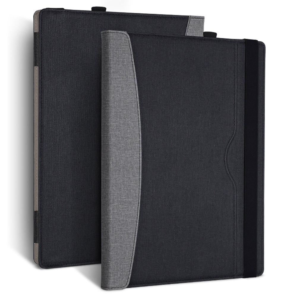 for Microsoft Surface Laptop 1 / 2 / 3 / 4 13.5-inch PU Leather Case Magnetic Closure Carrying Bag Anti-Scratch Portable Laptop Protector with Pen Holder - Black  /  Grey