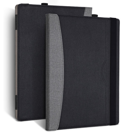 for Microsoft Surface Laptop 1 / 2 / 3 / 4 13.5-inch PU Leather Case Magnetic Closure Carrying Bag Anti-Scratch Portable Laptop Protector with Pen Holder - Black  /  Grey
